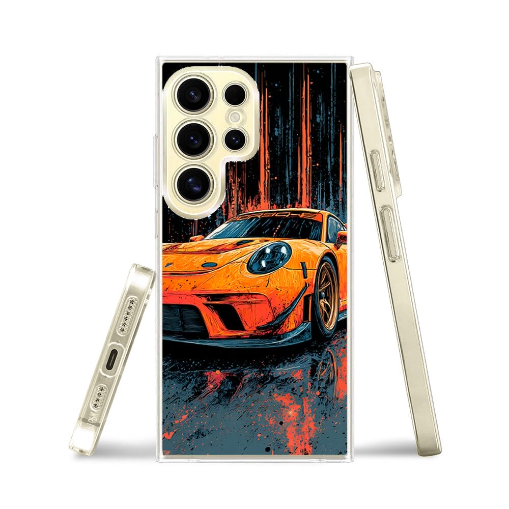 Etui do Samsung Galaxy S24 Ultra z MagSafe przeźroczyste, silikonowe Flexi, Szybkie Auta, Pomarańczowa 911 - obrazek 3