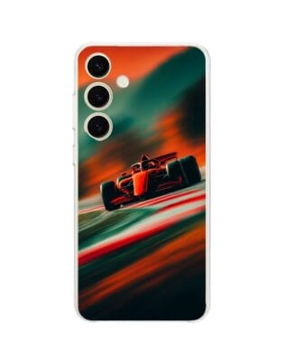 Etui do Samsung Galaxy S24 przeźroczyste, silikonowe Flexi, Szybkie Auta, Wyścig F1