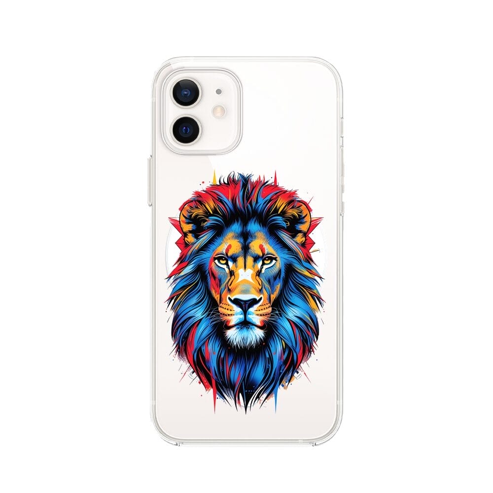 Etui do iPhone 12 z MagSafe przeźroczyste, silikonowe Flexi, Dzika Mandala, Lew