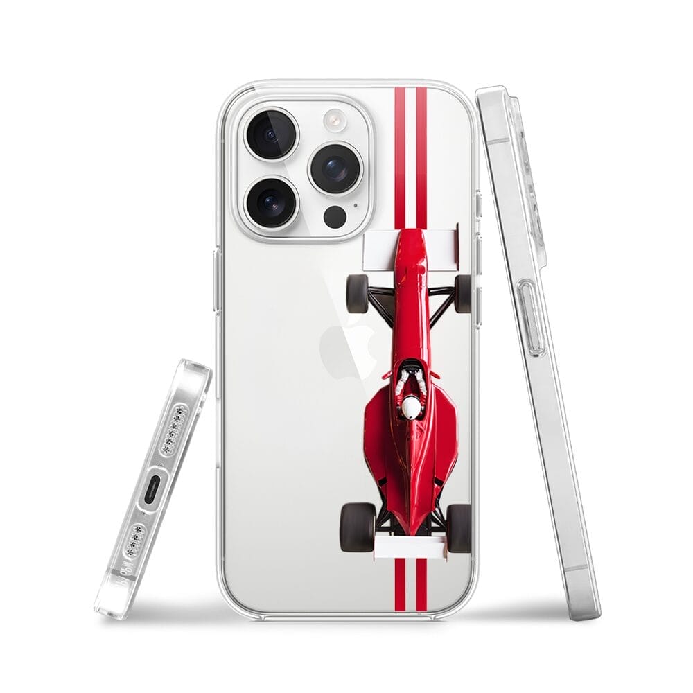 Etui do iPhone 13 Pro przeźroczyste, silikonowe Flexi, Szybkie Auta, czerwone F1 - obrazek 3