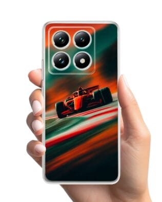 Etui do Xiaomi 14T przeźroczyste, silikonowe Flexi, Szybkie Auta, Wyścig F1