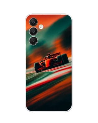 Etui do Samsung Galaxy A25 5G przeźroczyste, silikonowe Flexi, Szybkie Auta, Wyścig F1