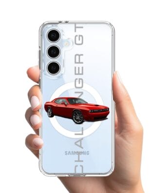 Etui do Samsung Galaxy S24 FE z MagSafe przeźroczyste, silikonowe Flexi, Szybkie Auta, czerwony Challenger GT