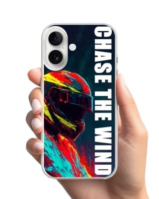 Etui do iPhone 16 Plus przeźroczyste, silikonowe Flexi, Bikers, Chase The Wind