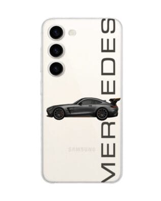 Etui do Samsung Galaxy S23 przeźroczyste, silikonowe Flexi, Szybkie Auta, Stalowe AMG-GT