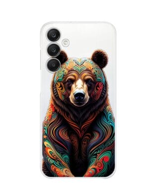 Etui do Samsung Galaxy A25 5G przeźroczyste, silikonowe Flexi, Dzika Mandala, Niedźwiedź