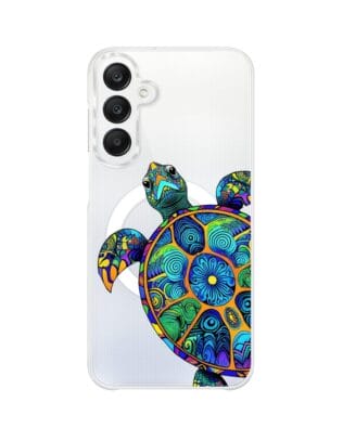 Etui do Samsung Galaxy A25 5G z MagSafe przeźroczyste, silikonowe Flexi, Dzika Mandala, Żółw