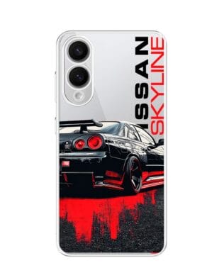 Etui do Samsung Galaxy S25 Edge przeźroczyste, silikonowe Flexi, Szybkie Auta, czarny Skyline