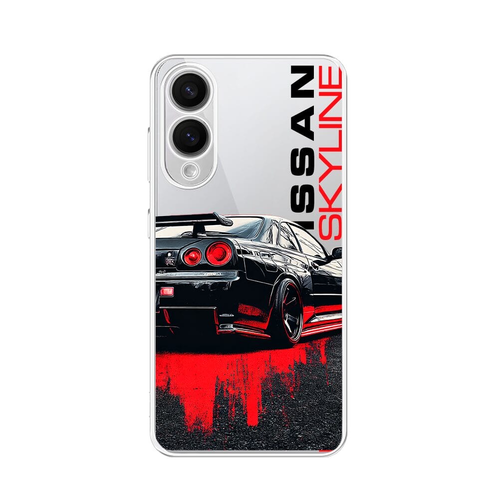 Etui do Samsung Galaxy S25 Edge przeźroczyste, silikonowe Flexi, Szybkie Auta, czarny Skyline