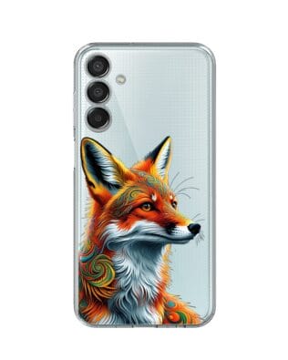 Etui do Samsung Galaxy M15 5G przeźroczyste, silikonowe Flexi, Dzika Mandala, Twarz lisa