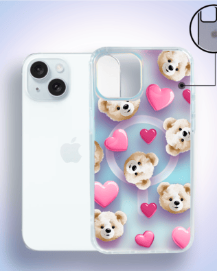 Etui do iPhone 15 Plus IBIZU California Sunset z MagSafe, zmieniające kolor, Love Mood, miś i serduszka