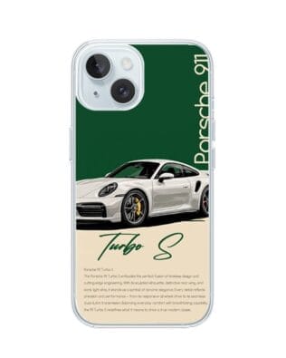 Etui do iPhone 15 przeźroczyste, silikonowe Flexi, Szybkie Auta, Elegancja 911
