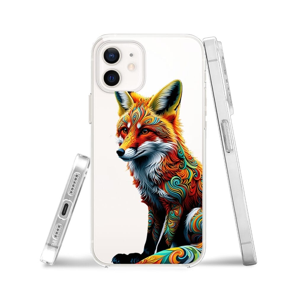 Etui do iPhone 12 przeźroczyste, silikonowe Flexi, Dzika Mandala, Lis - obrazek 3
