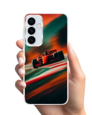 Etui do Samsung Galaxy A55 5G z MagSafe przeźroczyste, silikonowe Flexi, Szybkie Auta, Wyścig F1