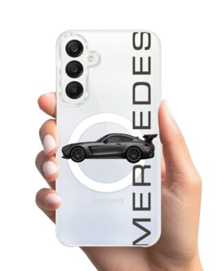 Etui do Samsung Galaxy A25 5G z MagSafe przeźroczyste, silikonowe Flexi, Szybkie Auta, Stalowe AMG-GT