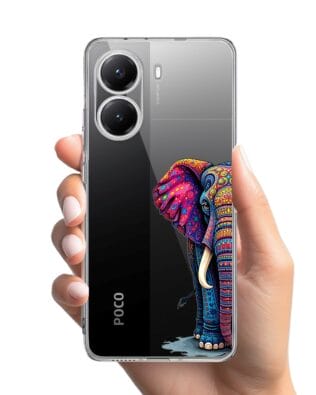 Etui do Xiaomi POCO X7 Pro przeźroczyste, silikonowe Flexi, Dzika Mandala, Słoń