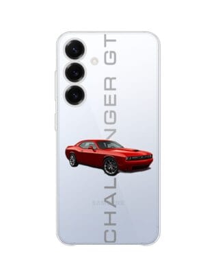 Etui do Samsung Galaxy S25 przeźroczyste, silikonowe Flexi, Szybkie Auta, czerwony Challenger GT