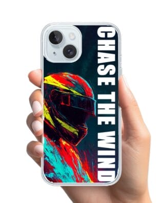 Etui do iPhone 15 Plus z MagSafe przeźroczyste, silikonowe Flexi, Bikers, Chase The Wind