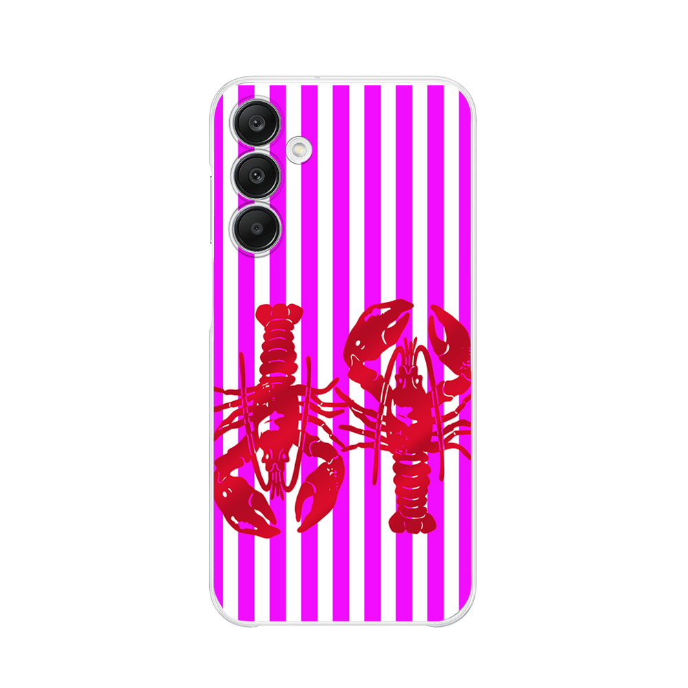 Etui do Samsung Galaxy A25 5G przeźroczyste, silikonowe Flexi, kraby z różowymi paskami