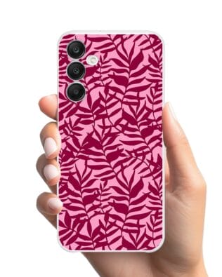 Etui do Samsung Galaxy A25 5G przeźroczyste, silikonowe Flexi, bordowe liście