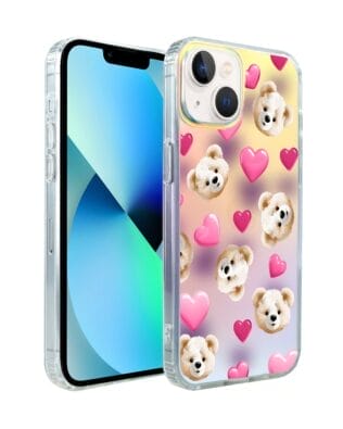 Etui do iPhone 13 IBIZU California Sunset zmieniające kolor, Love Mood, miś i serduszka