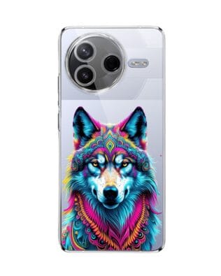 Etui do Xiaomi POCO F7 Pro przeźroczyste, silikonowe Flexi, Dzika Mandala, Wilk