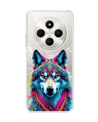 Etui do Xiaomi POCO C75 przeźroczyste, silikonowe Flexi, Dzika Mandala, Wilk