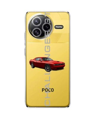 Etui do Xiaomi POCO F7 Ultra przeźroczyste, silikonowe Flexi, Szybkie Auta, czerwony Challenger GT