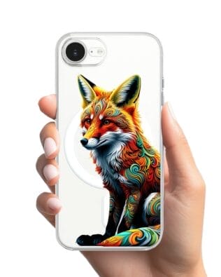 Etui do iPhone 16e z MagSafe przeźroczyste, silikonowe Flexi, Dzika Mandala, Lis