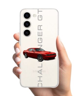 Etui do Samsung Galaxy S23 Plus przeźroczyste, silikonowe Flexi, Szybkie Auta, czerwony Challenger GT