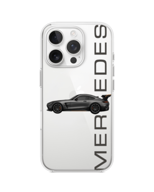 Etui do iPhone 13 Pro przeźroczyste, silikonowe Flexi, Szybkie Auta, Stalowe AMG-GT