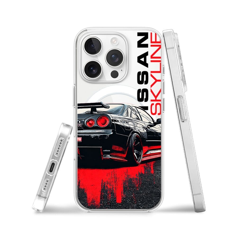 Etui do iPhone 13 Pro z MagSafe przeźroczyste, silikonowe Flexi, Szybkie Auta, czarny Skyline - obrazek 3