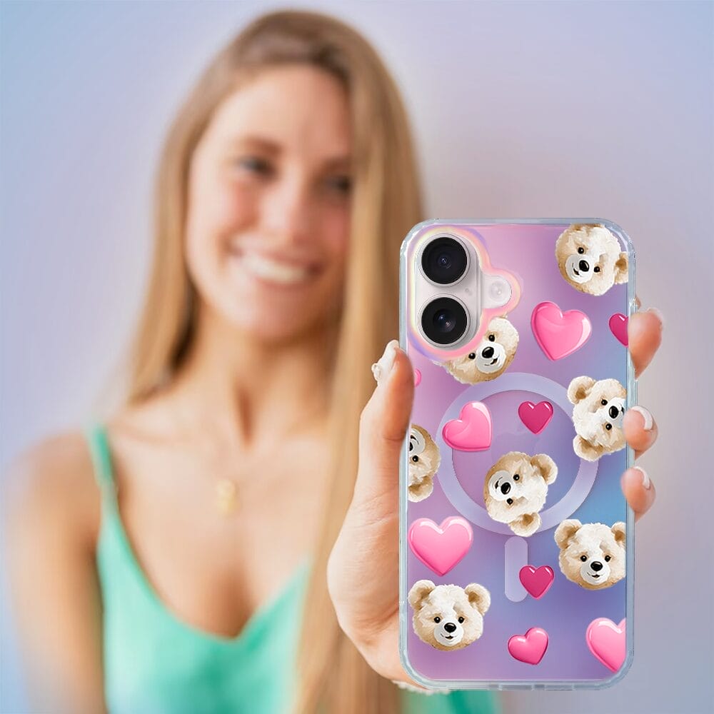 Etui do iPhone 16 Plus IBIZU California Sunset z MagSafe, zmieniające kolor, Love Mood, miś i serduszka - obrazek 5