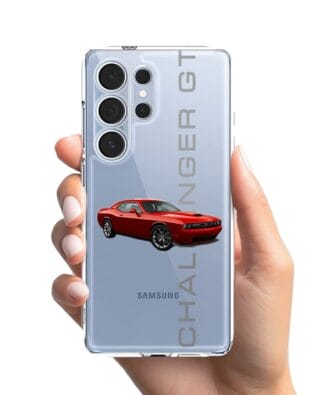 Etui do Samsung Galaxy S25 Ultra przeźroczyste, silikonowe Flexi, Szybkie Auta, czerwony Challenger GT