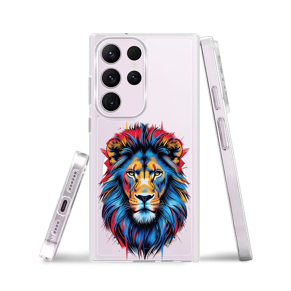 Etui do Samsung Galaxy S23 Ultra z MagSafe przeźroczyste, silikonowe Flexi, Dzika Mandala, Lew - obrazek 3