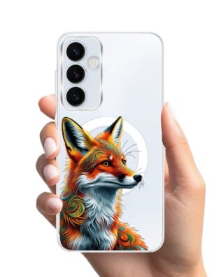 Etui do Samsung Galaxy A55 5G z MagSafe przeźroczyste, silikonowe Flexi, Dzika Mandala, Twarz lisa