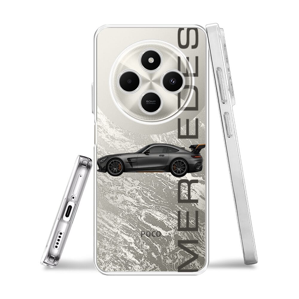 Etui do Xiaomi POCO C75 przeźroczyste, silikonowe Flexi, Szybkie Auta, Stalowe AMG-GT - obrazek 3