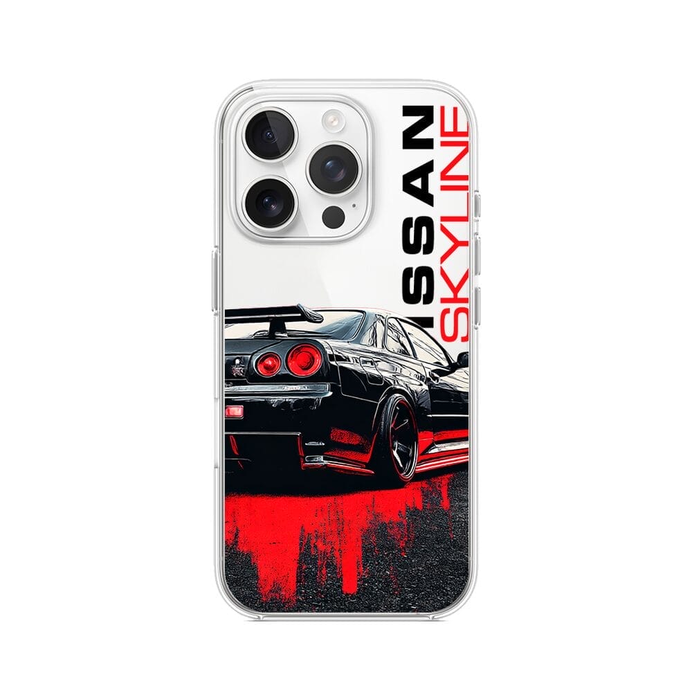 Etui do iPhone 14 Pro Max przeźroczyste, silikonowe Flexi, Szybkie Auta, czarny Skyline