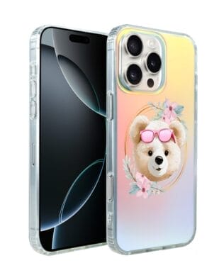 Etui do iPhone 16 Pro Max IBIZU California Sunset, zmieniające kolor, Flower Queen, miś z kwiatami