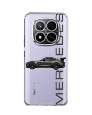 Etui do Xiaomi Redmi Note 14 Pro 4G przeźroczyste, silikonowe Flexi, Szybkie Auta, Stalowe AMG-GT