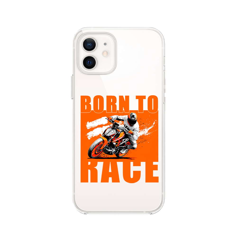 Etui do iPhone 12 przeźroczyste, silikonowe Flexi, Bikers, Ścigacz
