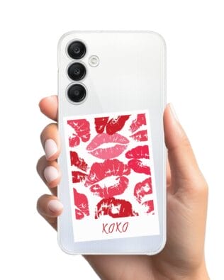 Etui do Samsung Galaxy A25 5G przeźroczyste, silikonowe Flexi, pocałunki, polaroid