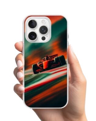 Etui do iPhone 14 Pro z MagSafe przeźroczyste, silikonowe Flexi, Szybkie Auta, Wyścig F1