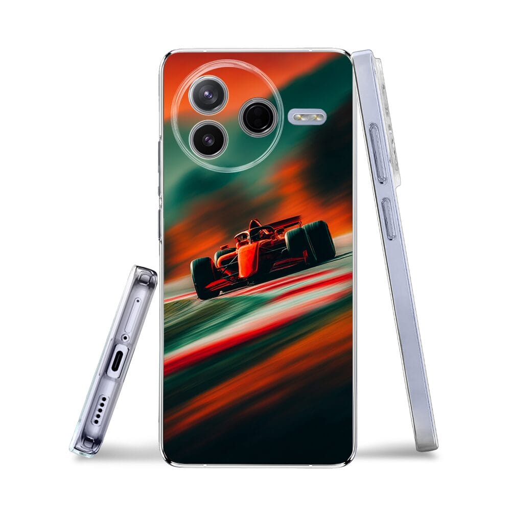 Etui do Xiaomi POCO F7 Pro przeźroczyste, silikonowe Flexi, Szybkie Auta, Wyścig F1 - obrazek 3