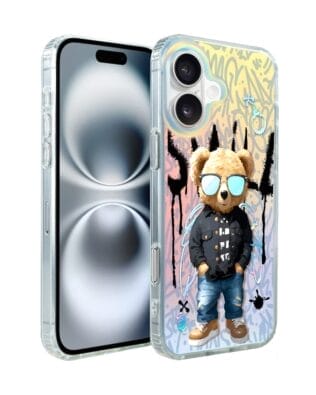 Etui do iPhone 16 IBIZU California Sunset, zmieniające kolor, Graffiti Boy, artystyczny miś