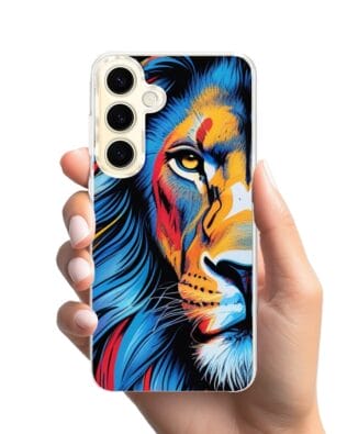 Etui do Samsung Galaxy S24 z MagSafe przeźroczyste, silikonowe Flexi, Dzika Mandala, Lwie spojrzenie