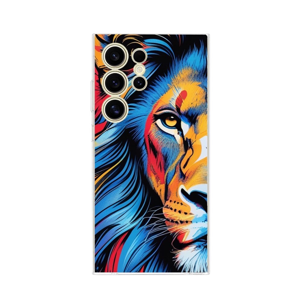 Etui do Samsung Galaxy S24 Ultra przeźroczyste, silikonowe Flexi, Dzika Mandala, Lwie spojrzenie