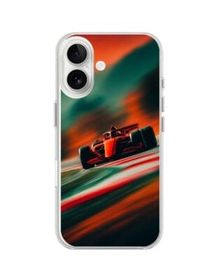 Etui do iPhone 16 Plus przeźroczyste, silikonowe Flexi, Szybkie Auta, Wyścig F1