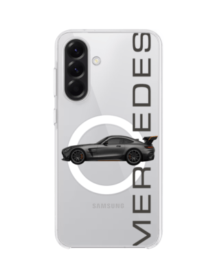 Etui do Samsung Galaxy A56 5G z MagSafe przeźroczyste, silikonowe Flexi, Szybkie Auta, Stalowe AMG-GT