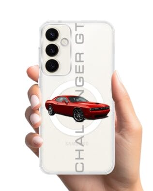Etui do Samsung Galaxy S23 FE 5G z MagSafe przeźroczyste, silikonowe Flexi, Szybkie Auta, czerwony Challenger GT